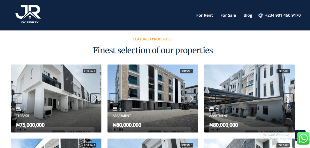 joy realty website cover